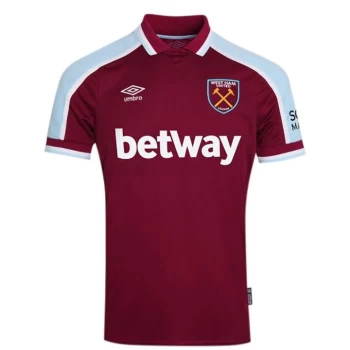 Image of Umbro West Ham United Home Shirt 2021 2022 - Claret/Blue