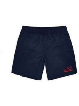 Image of Emporio Armani EA7 Classic Logo Swim Shorts Navy Size 10 Years Boys