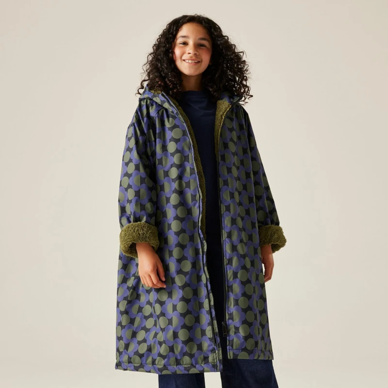 Image of Regatta Kids Orla Waterproof Fleece Lined Robe Blue female 5-9yrs