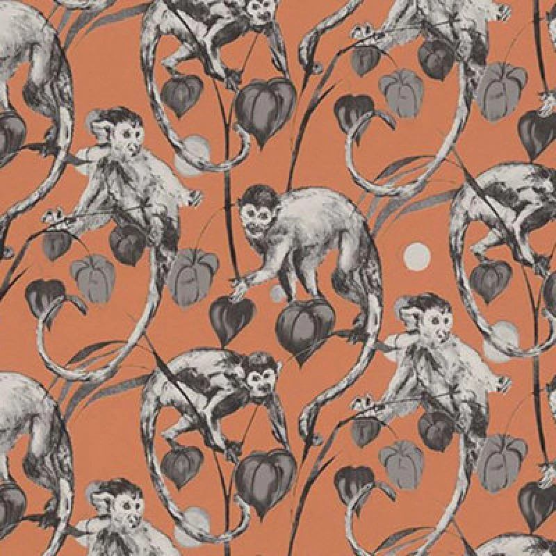 Image of As Creation Monkey Jungle Wallpaper Textured Embossed Tropical Vinyl Orange