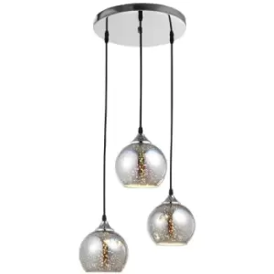 Image of Merano - Grove 3 Light Cluster Pendant Ceiling Light Chrome Glass, Metal LED E27