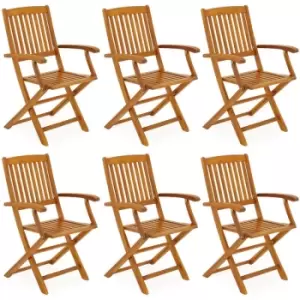 Image of Casaria - Boston Garden Chair 6pcs Set Acacia Wood Foldable Weatherproof Outdoor Terrace Armchair