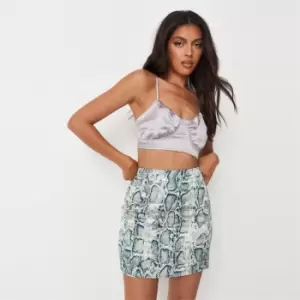 Image of Missguided a Line Mini Skirt Satin - Green
