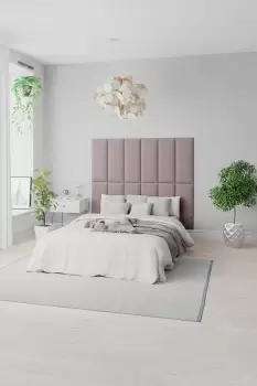 Image of EasyMount Wall Mounted Upholstered Panels, Modular DIY Headboard in Plush Velvet Fabric (Pack of 4)