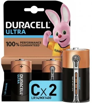 Image of Duracell Ultra Power Batteries C 2 Pack