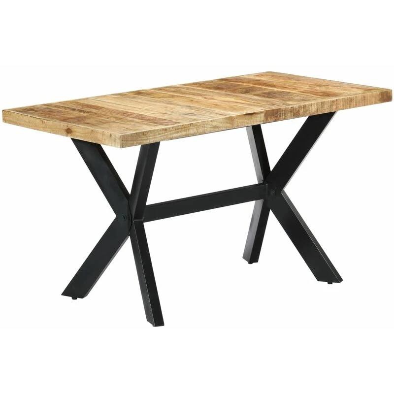 Image of VIDAXL Dining Table 140x70x75cm Solid Rough Mango Wood Vidaxl 8719883551258
