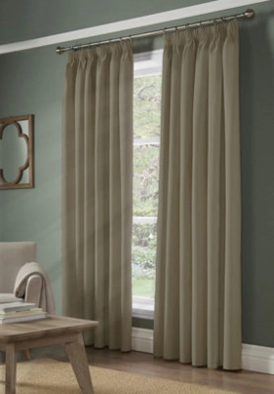Image of Luxury Living Essential Room Darkening Pencil Pleat Curtains Beige