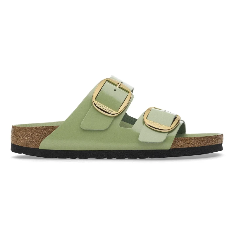 Image of Birkenstock Womens sandals Birkenstock Arizona Big Buckle Natural Leather Patent Vert Female 39 Etroit