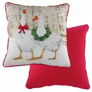 Image of Goosie Velvet Chenille Printed Cushion Multicolour, Multicolour / 43 x 43cm / Polyester Filled