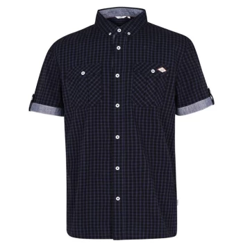 Image of Lee Cooper Short Sleeve Gingham Shirt Mens - Blue