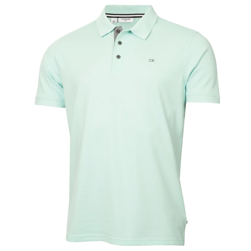 Image of Calvin Klein Golf Mens Short Sleeve Performance Polo Shirt Aqua male Small