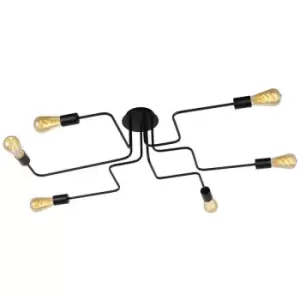 Image of Lucide LESTER - Flush Ceiling Light - 6xE27 - Black