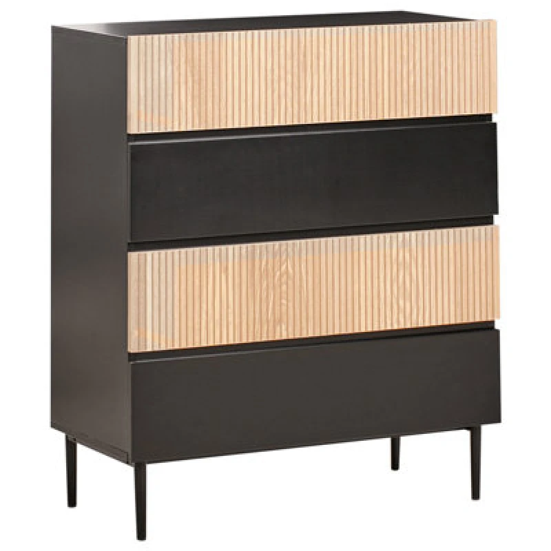 Image of Beliani 4 Drawer Chest Blythe Natural Ash Wood Black