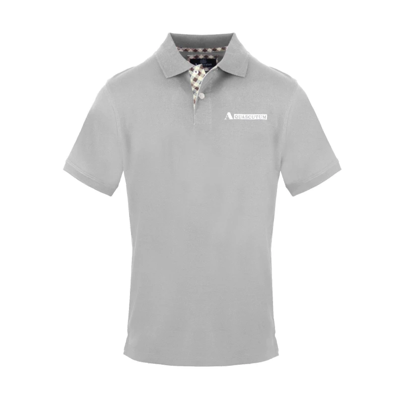 Image of Aquascutum Mens Polo Short Sleeve Polo Shirt Short Sleeve Polos Small Grey 54160702350