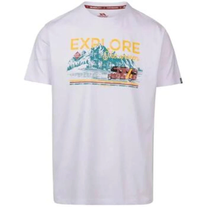 Image of Trespass Trespass Men Thelon Printed Casual T-Shirt in White Size: X-Small White XS Male 5063703828819