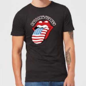 Image of Rolling Stones US Flag Mens T-Shirt - Black - M