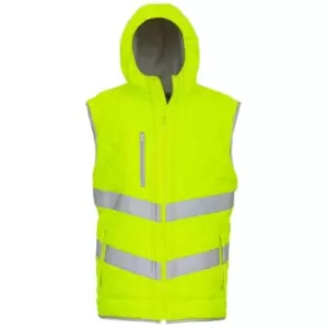 Image of Yoko Womens/Ladies Kensington Hi-Vis Hooded Gilet (XXL) (Yellow) - Yellow