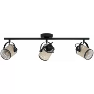 Image of Adjustable 3 Bulb Ceiling Spotlight Black Round Shade 40W E27 Kitchen Island
