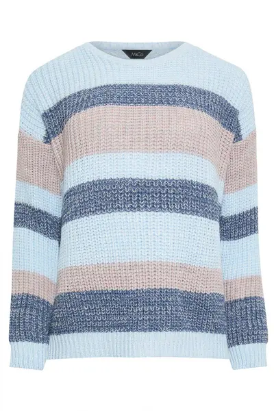Image of M&Co Striped Space Dye Jumper Pale Blue