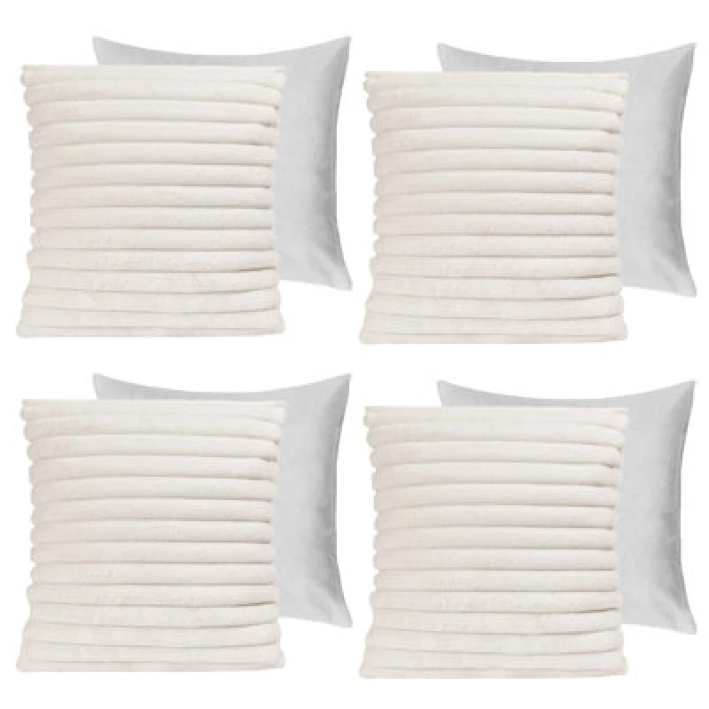 Image of OHS OHS 4 x Faux Fur Thick Rib Filled Cushion Covers in White Size: 45cm x 45cm White 45cm x 45cm Unisex 5027434184842