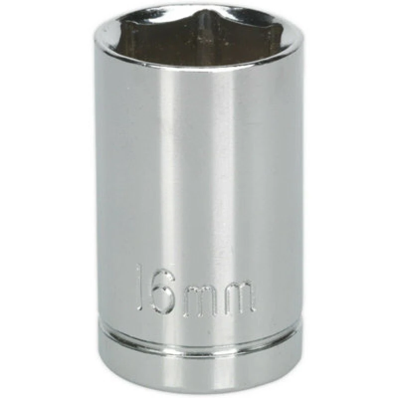 Image of Loops 16mm Chrome Plated Drive Socket - 1/2" Square Drive - High Grade Carbon Steel Metallics