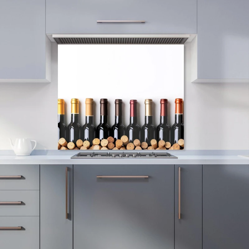 Image of Warren Reed - Designer Wine Bottles in Harmony Kitchen Splashback Size: 600mm x 650mm Multicolor Unisex 600mm x 650mm