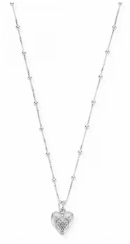 Image of ChloBo Womens Silver Patterned Heart| Chain Necklace Jewellery