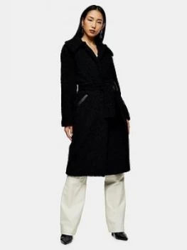 Image of Topshop Maxi Borg Coat - Black