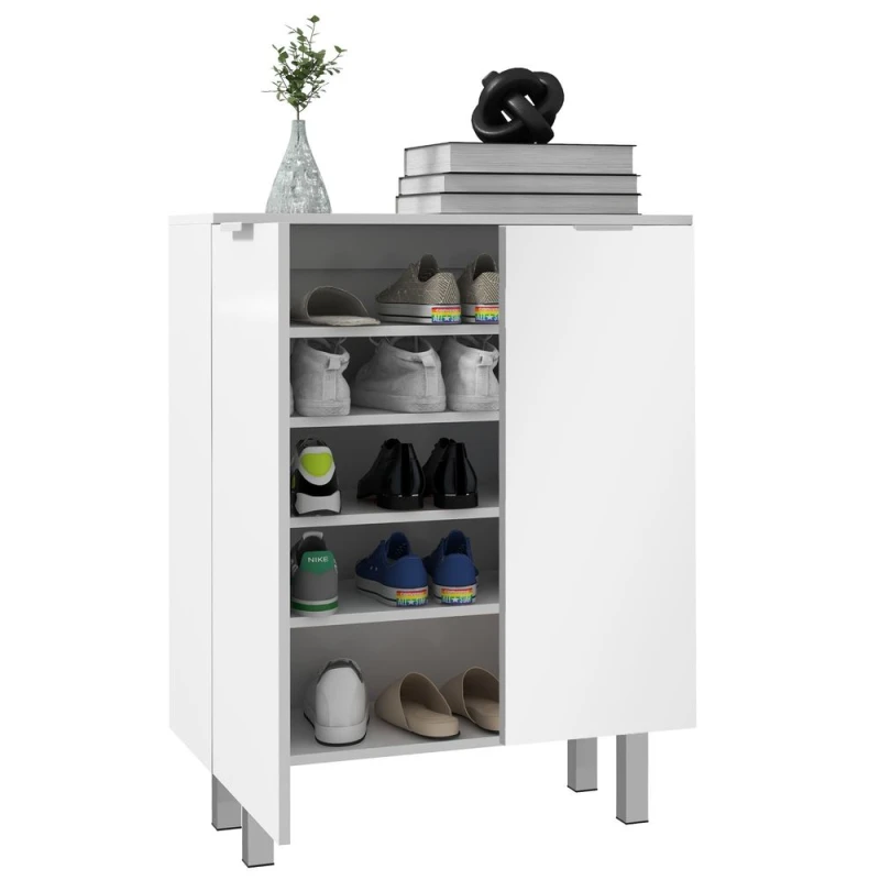 Image of HOMCOM Shoe Storage Cabinet w/ Soft-close Hinges & Adjust Shelves, High Gloss 837-472V80WT