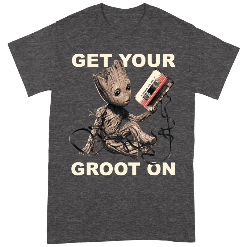 Image of Guardians Of The Galaxy 2 Mens Get Your Groot On T-Shirt in Dark Grey Size: Small Dark Grey Male S