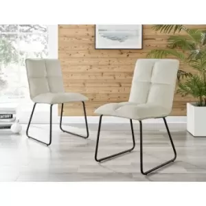 Image of Furniture Box 2x Menen Cream Fabric Black Leg Dining Chairs