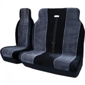 Image of Streetwize Alpha Hi-Back Velour Style Van Seat Cover Set Black/Grey
