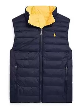 Image of Ralph Lauren Boys Reversible Gilet - Navy/yellow, Navy/Yellow, Size Age: 5 Years