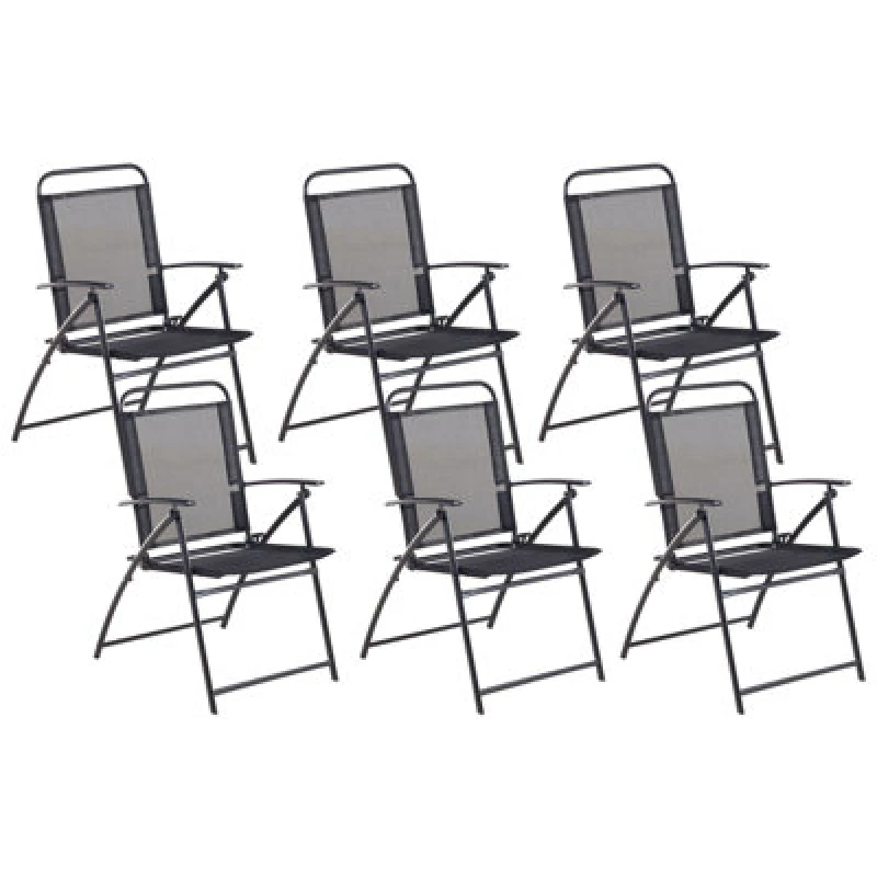 Image of Beliani Set Of 6 Garden Chairs Livo Metal Black