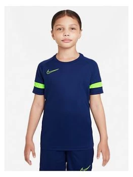 Image of Boys, Nike Junior Dri-FIT Academy 21 Short Sleeve T-Shirt - Blue Size S