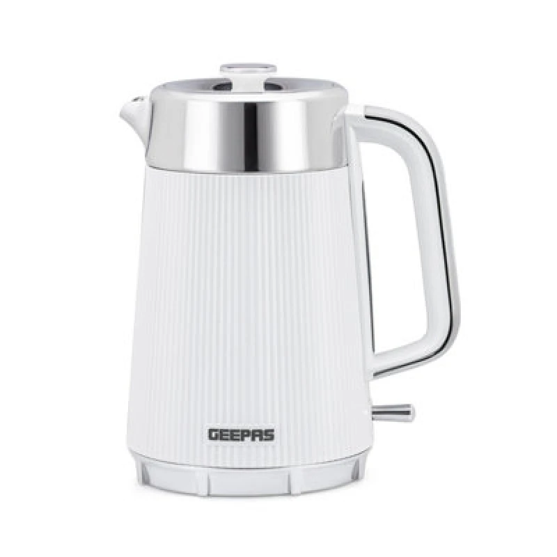 Image of Geepas Arcus Collection White Double Wall Electric Kettle 1.7L 3000W Stainless Steel