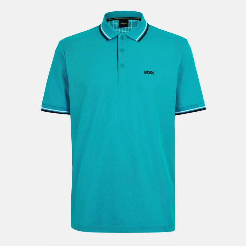 Image of Boss Mens Paddy Short-Sleeve Polo Shirt - Green Male S