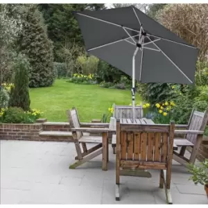 Image of Glamhaus Garden Tilting Table Parasol For Outdoors With Crank Handle - Dark Grey