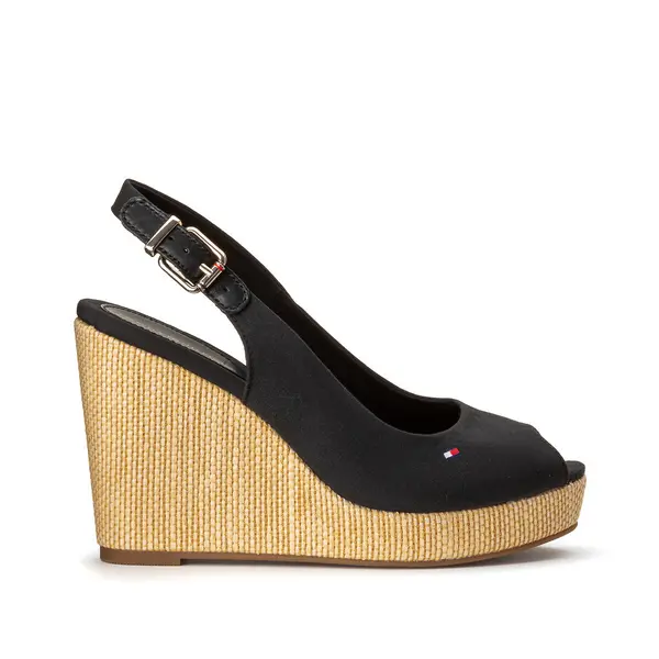 Image of Iconic Elena Sling Canvas/Leather Platform Sandals