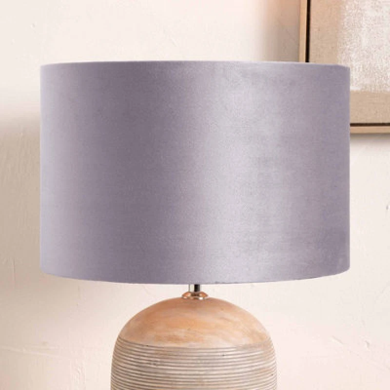 Image of Pacific Lifestyle 25Cm Soft Grey Velvet Cylinder Table Lampshade