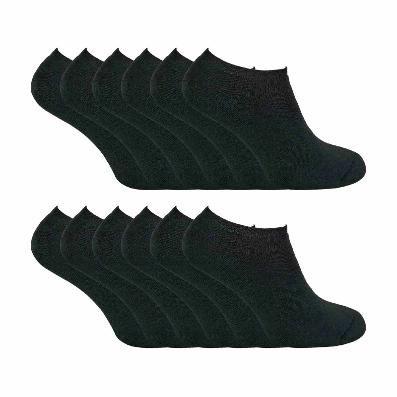 Image of Sock Snob Sock Snob Men 12 Pairs Thermal Winter Invisible Low Cut Trainer Socks in Black Size: 6-11 Black 6-11 Male 5060910925317