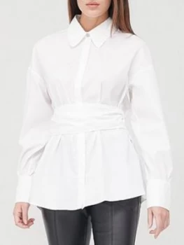 Image of Hugo Boss Tie Waist Blouse White Size M Women