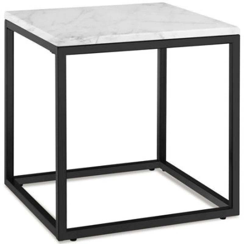 Image of Tectake Side Table Alysia - Marble Top, Square Design - Black/white