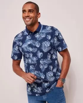 Image of Cotton Traders Mens Short Sleeve Printed Polo Shirt in Multi