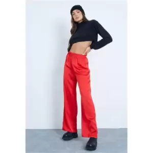 Image of I Saw It First Red Satin Wide Leg Trousers - Red