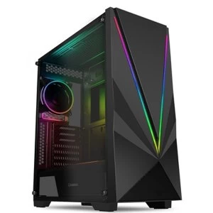 Image of Game Max Venus Mid Tower 1 x USB 3.0 / 2 x USB 2.0 Tempered Glass Side Window Panel Black Case with Addressable RGB LED...