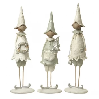 Image of Standing Silver & White Elf Set of 3