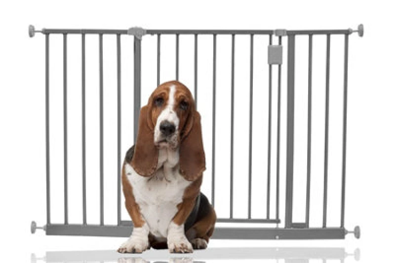 Image of Bettacare Extra Wide Hallway Dog Gate, 109Cm - 115Cm, Grey, Pressure Fit Pet Gate, Puppy Safety Barrier