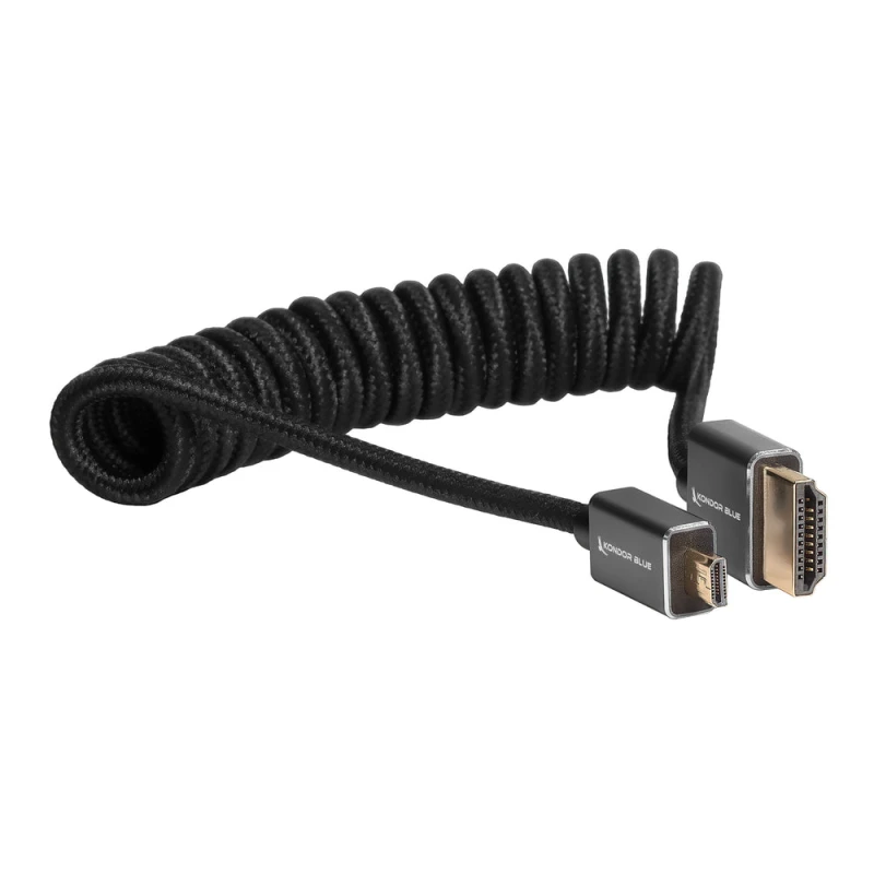 Image of Kondor Blue Coiled Micro HDMI to HDMI Cable 12 to 24-Inch Black