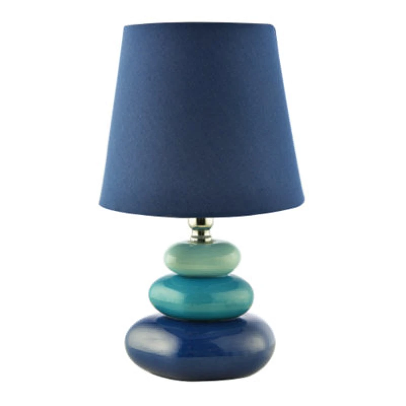 Image of Happy Homewares Ceramic Pebble Table Lamp With Midnight Blue Teal And Duck Egg Colours